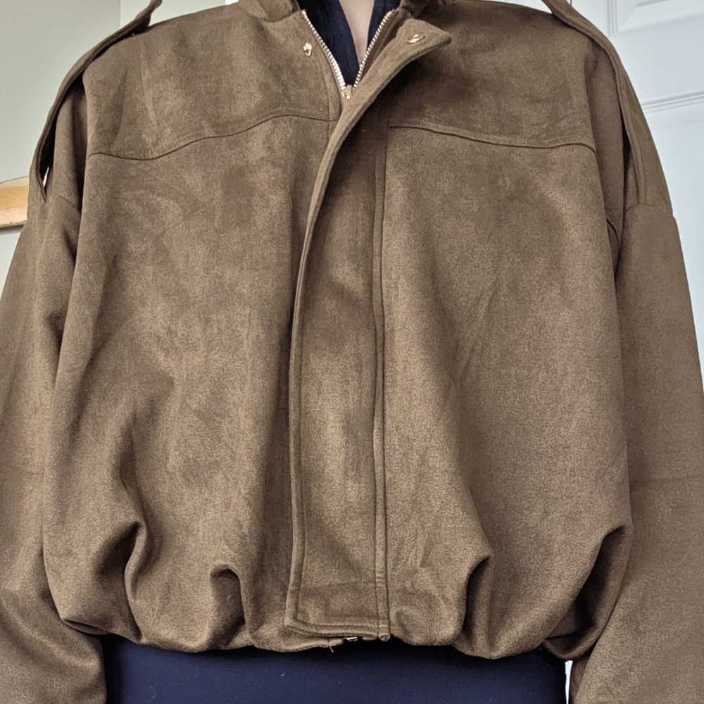 Brown Suede Women's Bomber Jacket Small - Picture 9 of 9
